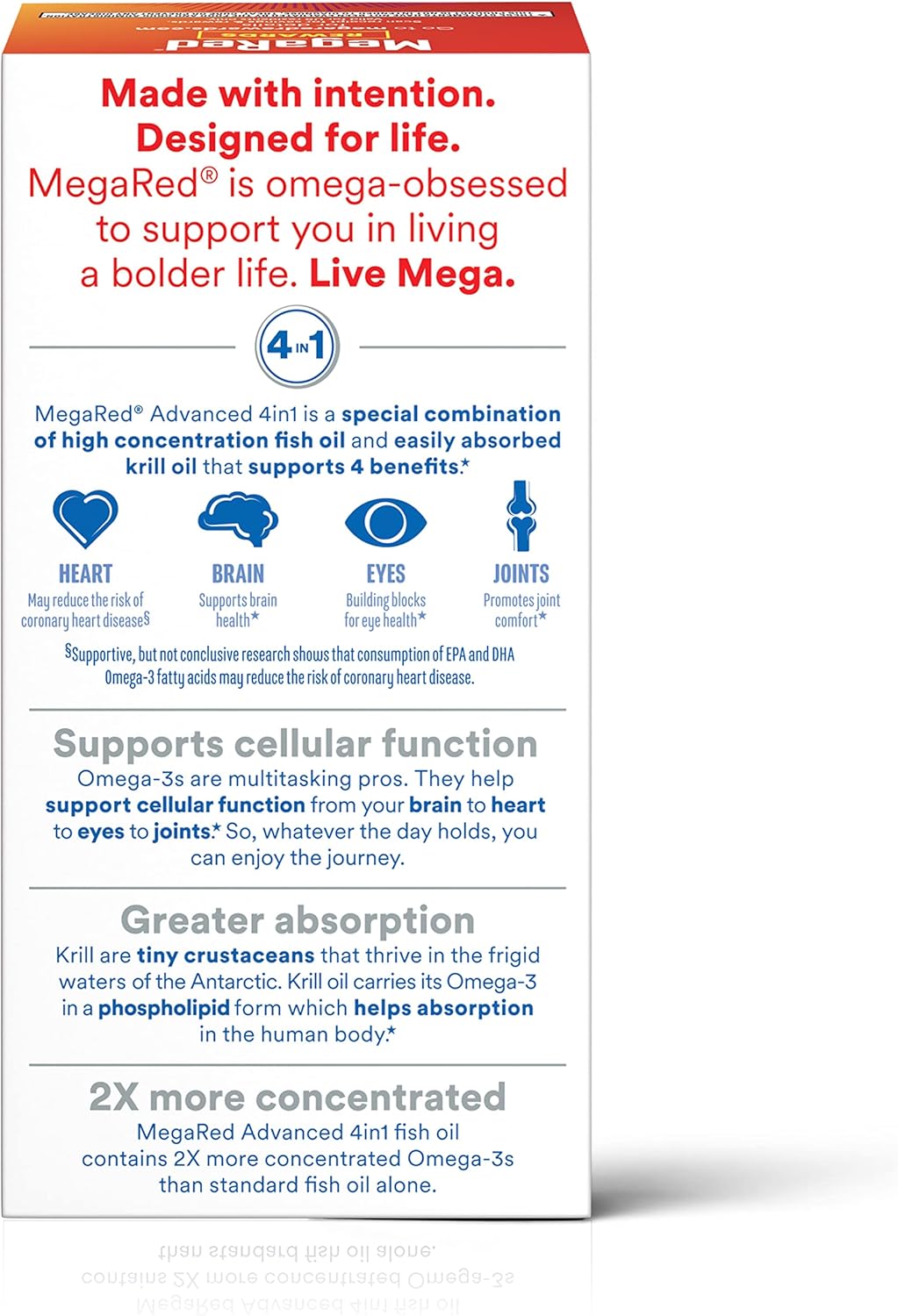 MegaRed Advanced 4in1 500mg Omega-3 Fish & Krill Oil Supplement - 25 Softgels