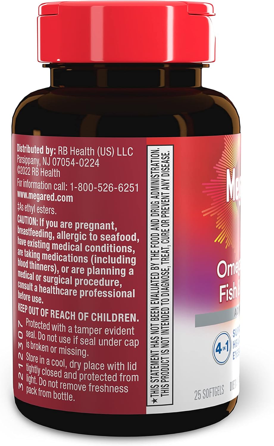 MegaRed Advanced 4in1 500mg Omega-3 Fish & Krill Oil Supplement - 25 Softgels