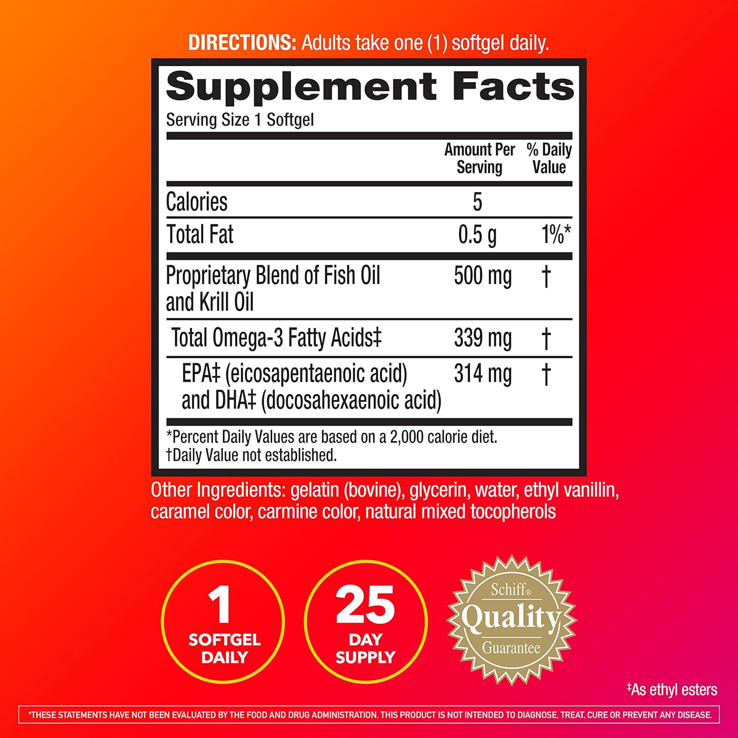 MegaRed Advanced 4in1 500mg Omega-3 Fish & Krill Oil Supplement - 25 Softgels