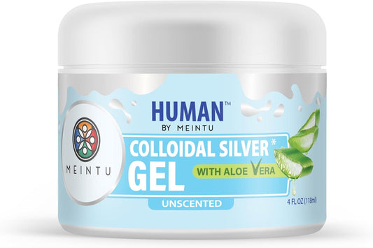 MEINTU Human™ Ultra-Pure Colloidal Silver Gel with Aloe Vera - 4 oz - 75 PPM Skin Solution for Adults, Kids, Pets