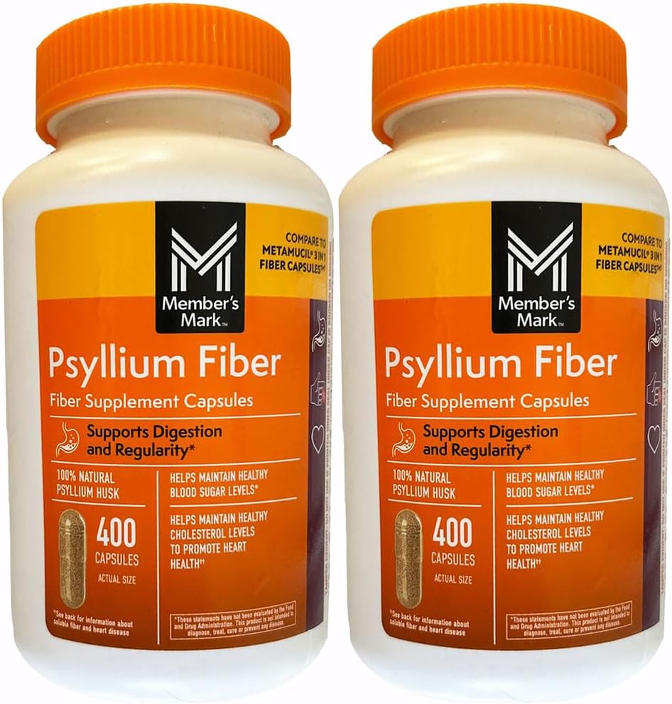 Member's Mark Fiber Capsules 2Pack - 400 Count, Digestive Health Supplement for Liquids, Toothpaste, and More
