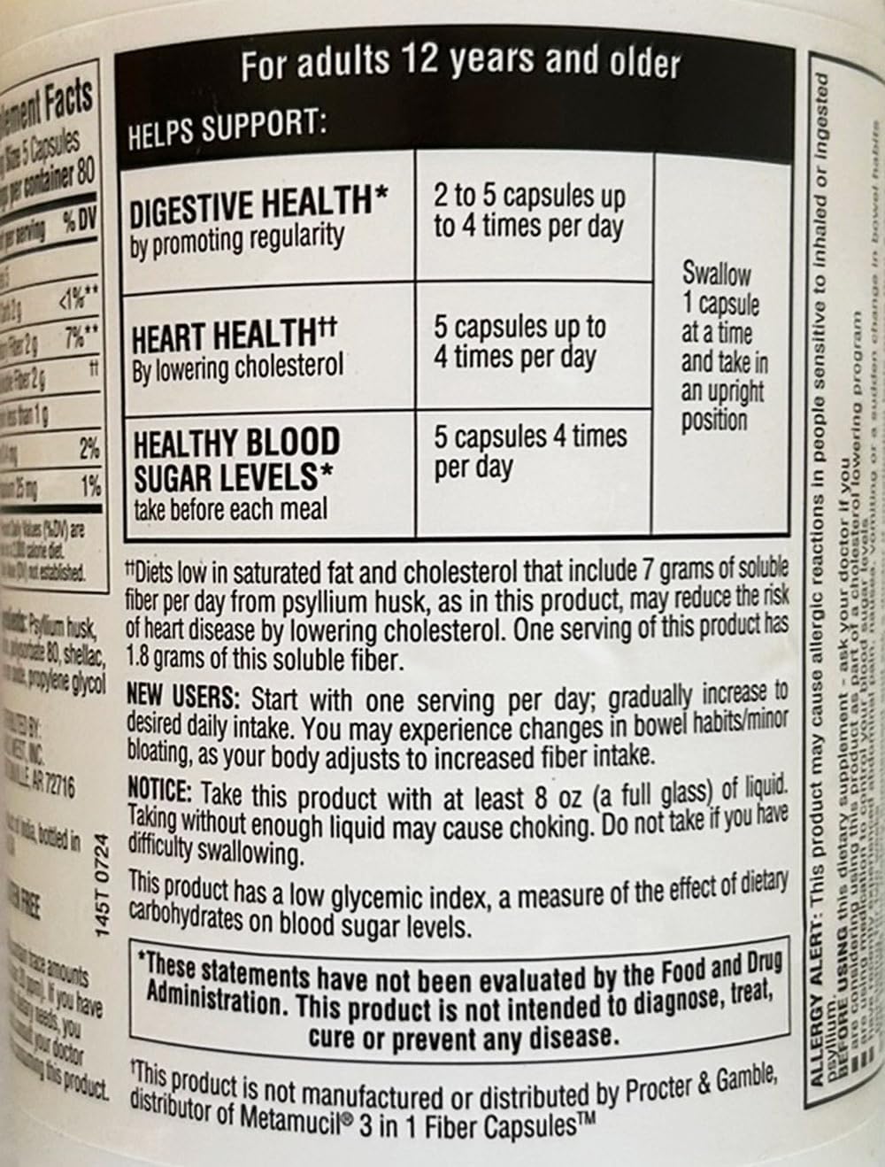 Member's Mark Fiber Capsules 2Pack - 400 Count, Digestive Health Supplement for Liquids, Toothpaste, and More