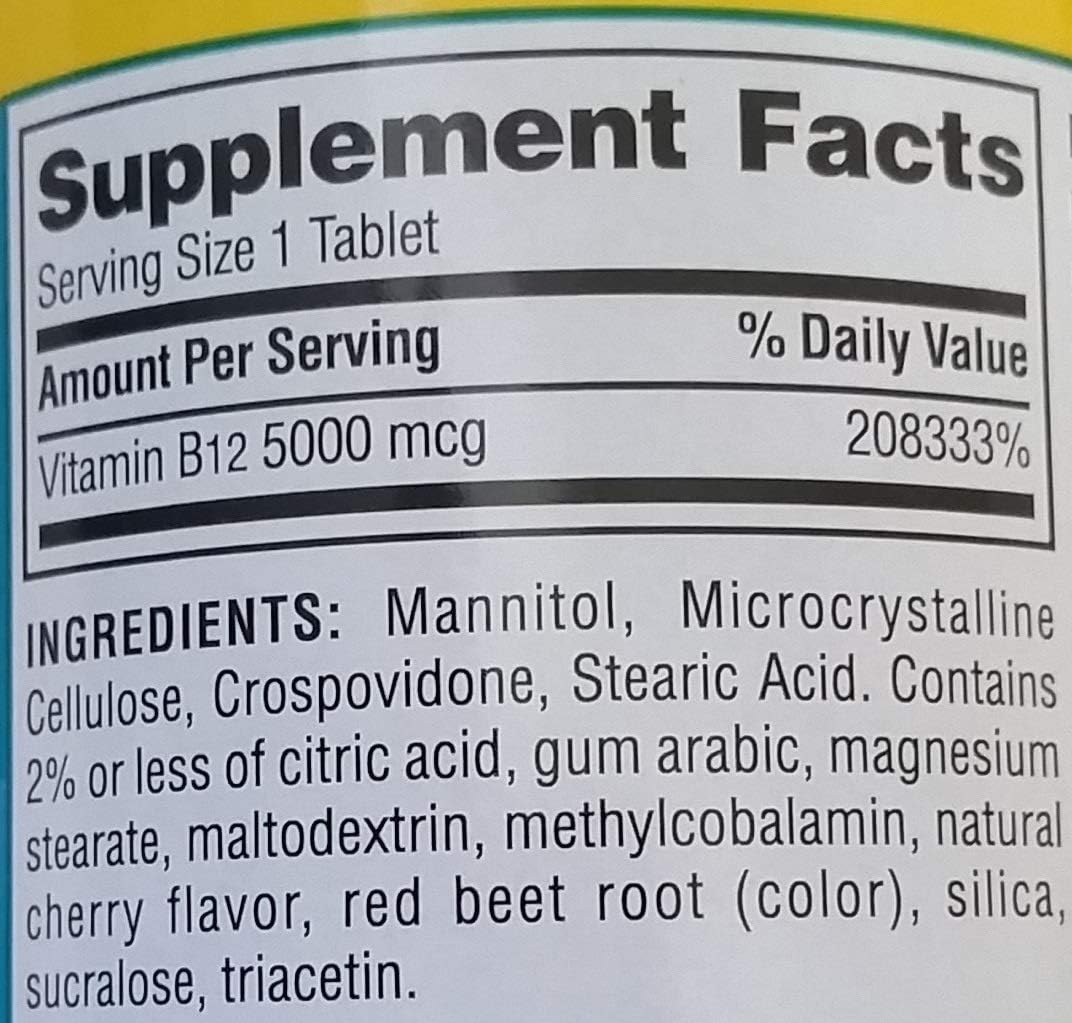 Members Mark Sublingual Vitamin B12 5000mcg - 900 Count Package