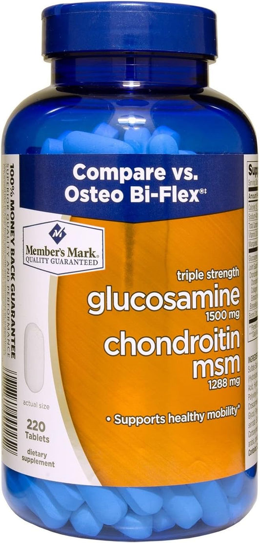 Member's Mark Triple Strength Glucosamine Chondroitin MSM - 220 Count Joint Support Supplement