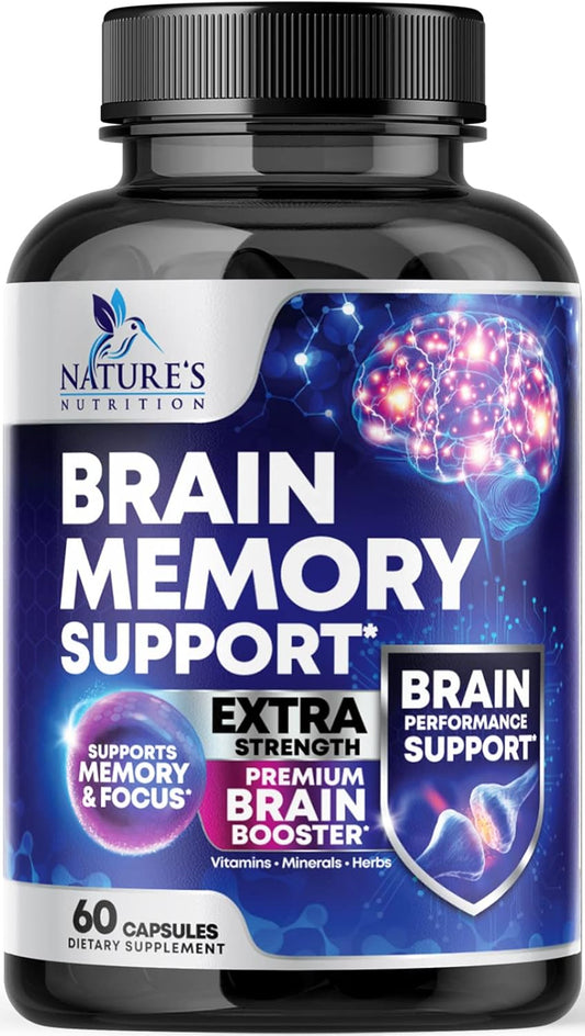 Memory and Focus Brain Supplement - 60 Capsules with 40 Nootropics, Vitamins, and Phosphatidylserine for Mental Alertness, Clarity, and Concentration