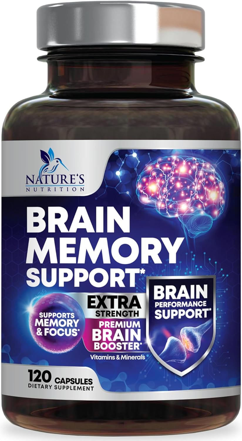 Memory and Focus Brain Supplement with 40 Nootropics & Vitamins - Cognitive Health Support - 120 Capsules