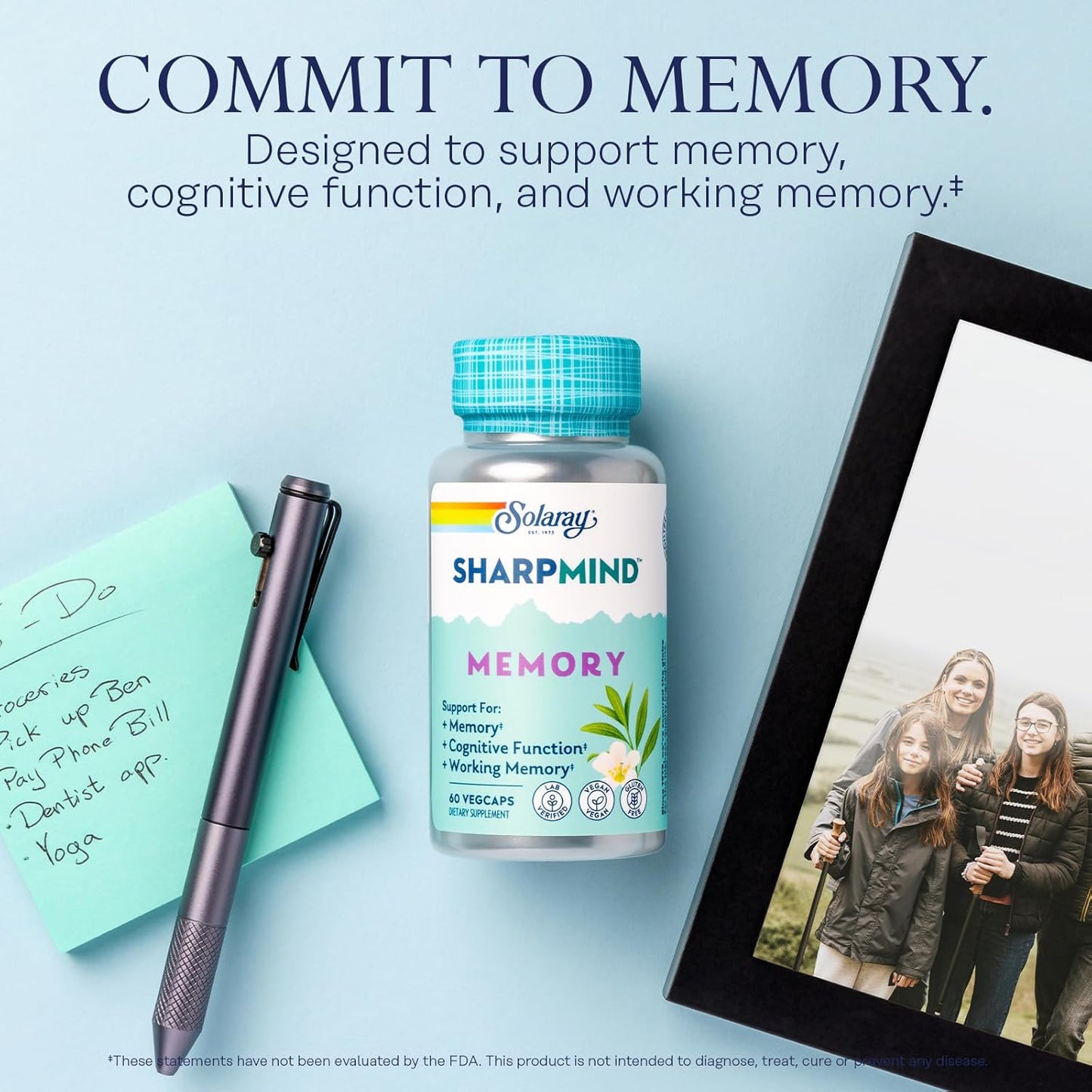 Memory and Focus Brain Supplement with Cognivia, Gotu Kola, and Chaga Mushroom - Ginkgo Biloba Alternative - 60-Day Guarantee - 60 VegCaps