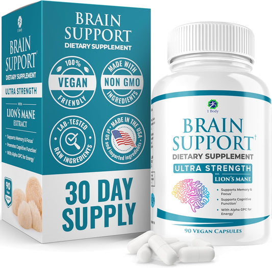 Memory and Focus Nootropic Capsules with Lions Mane, Alpha GPC, and Bacopa Monnieri for Enhanced Brain Function