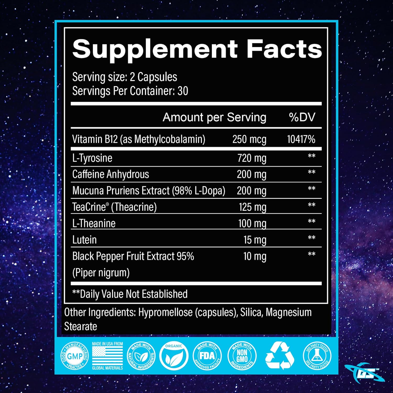 Memory and Focus Supplement for Men and Women - Natural Nootropic Brain Booster for Seniors - Enhances Reaction Times and Eye Health - All-Day Brain Energy - Ideal for Gamers