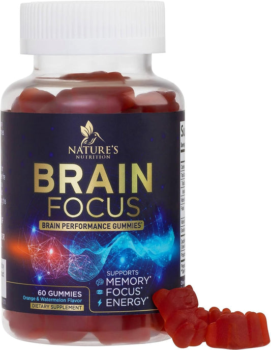 Memory & Focus Nootropic Gummies with B6, B12 & Phosphatidylserine for Brain Health & Cognitive Support - 60 Count