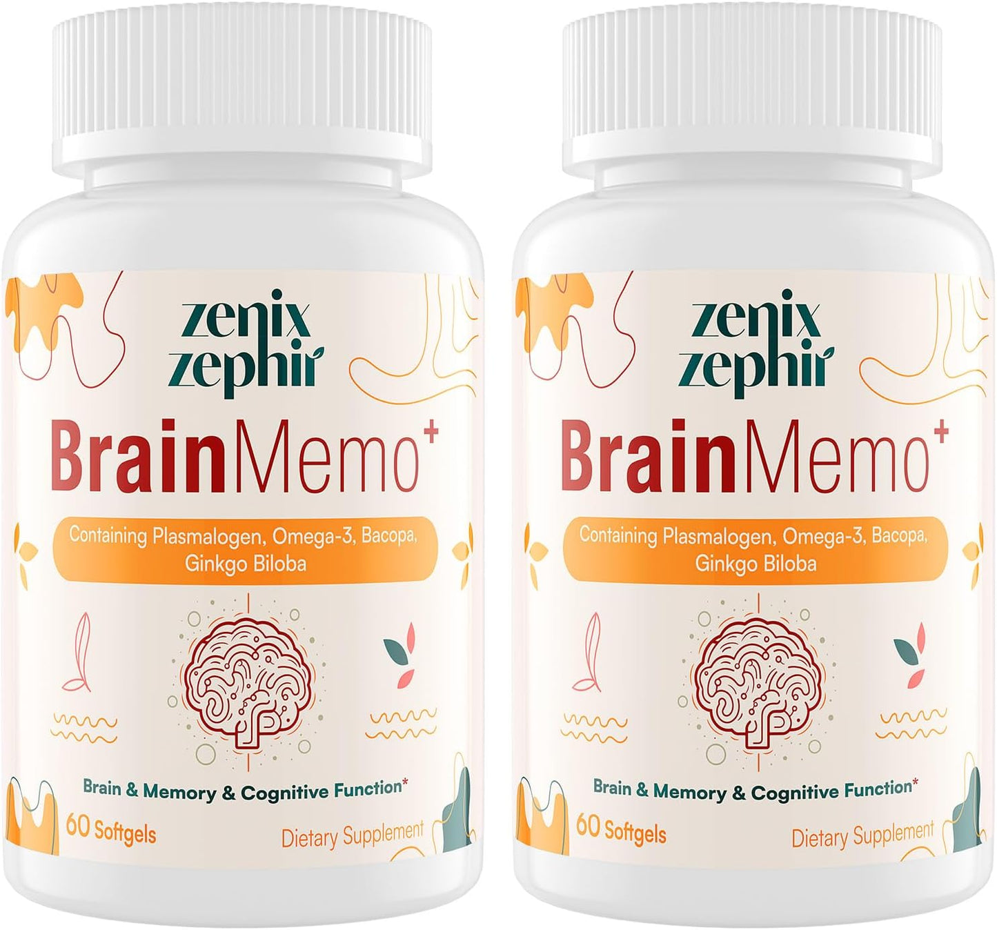 Memory Focus Supplement with Omega-3, Bacopa, and Plasmalogens for Cognitive Function - Concentration and Memory Support - Non-GMO Softgels