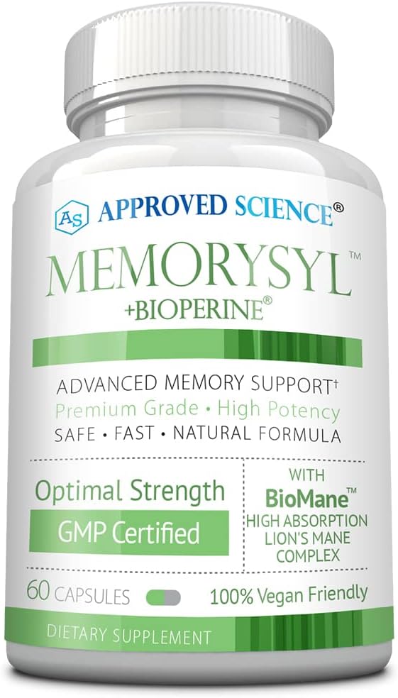 MemorySyl: Memory Boosting Supplement with Lion’s Mane and BioPerine - Enhance Focus, Concentration, and Cognitive Health - 60 Vegan Capsules