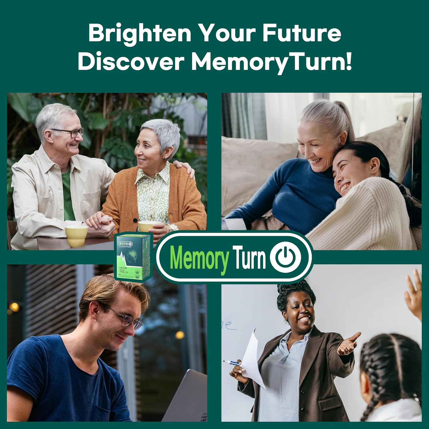 Memoryturn Brain Boost Supplement with Ginkgo Biloba & Lion’s Mane Extract - Enhance Memory, Cognitive Function, Circulation & Immune Support