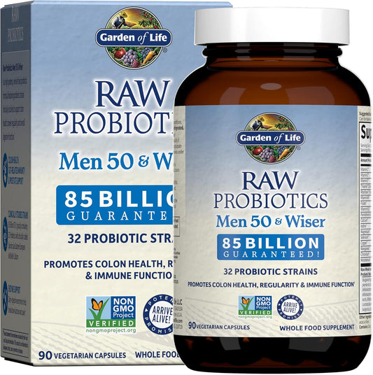 Men Over 50 Probiotic with Acidophilus and Bifidobacteria - Gluten Free, 90 Vegetarian Capsules