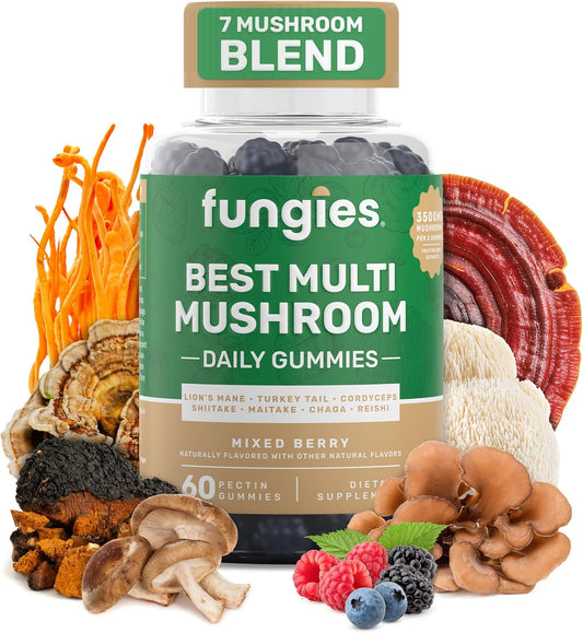 Men & Women's Mushroom Gummy Vitamins - Lion’s Mane, Cordyceps, Reishi & More - Gelatin-Free & Vegan