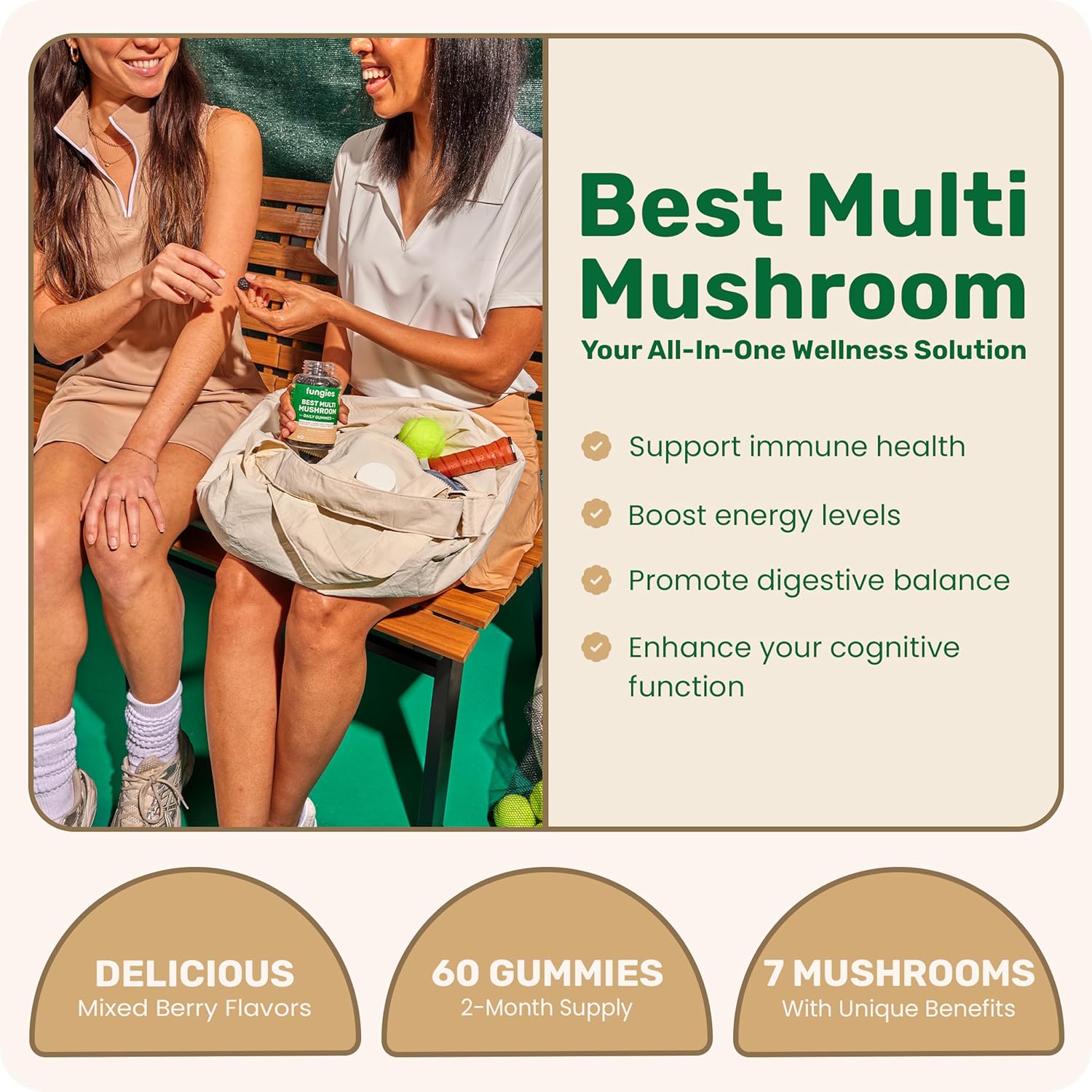 Men & Women's Mushroom Gummy Vitamins - Lion’s Mane, Cordyceps, Reishi & More - Gelatin-Free & Vegan