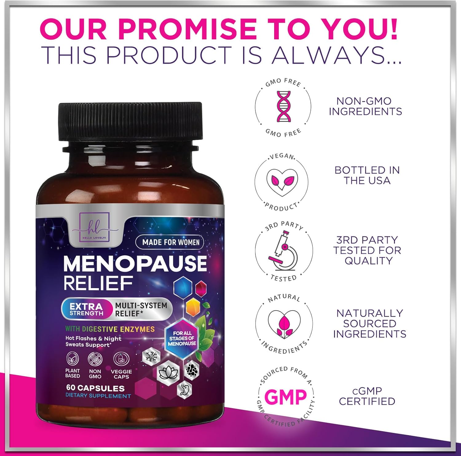 Menopause Probiotic Supplements for Women - 8 Billion CFU, Hot Flash & Night Sweats Relief - Vaginal, Digestive & Immune Support - 60 Capsules