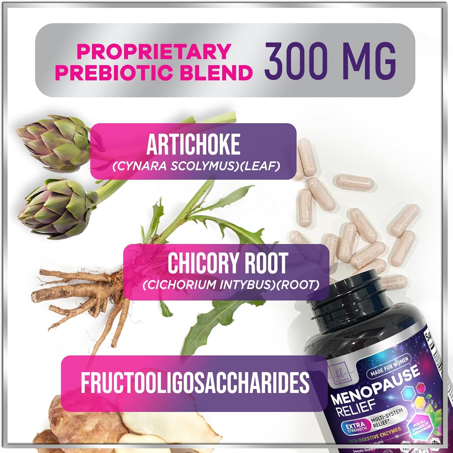 Menopause Probiotic Supplements for Women - 8 Billion CFU, Hot Flash & Night Sweats Relief - Vaginal, Digestive & Immune Support - 60 Capsules