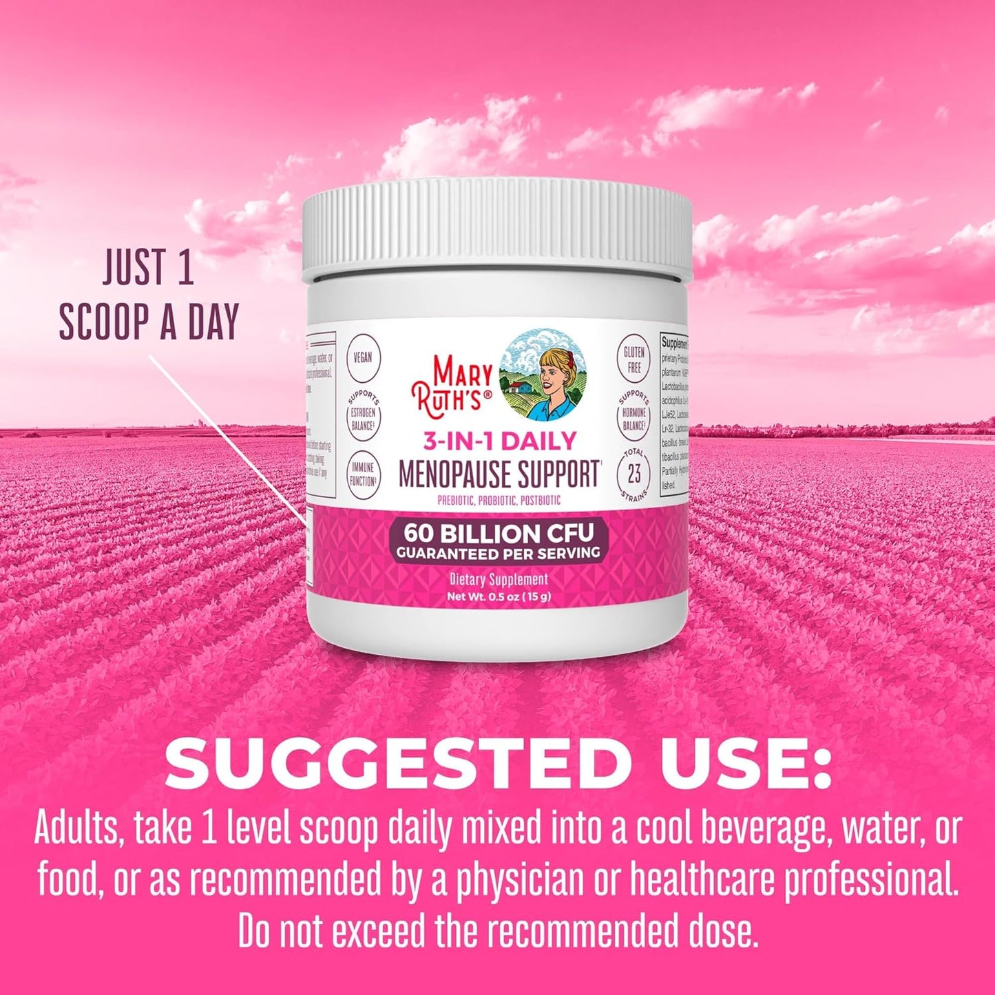 Menopause Probiotics for Women | Hormonal Support & Estrogen Supplement | Clinically Tested | 60 Billion CFU | Allergen Free | 0.5 oz