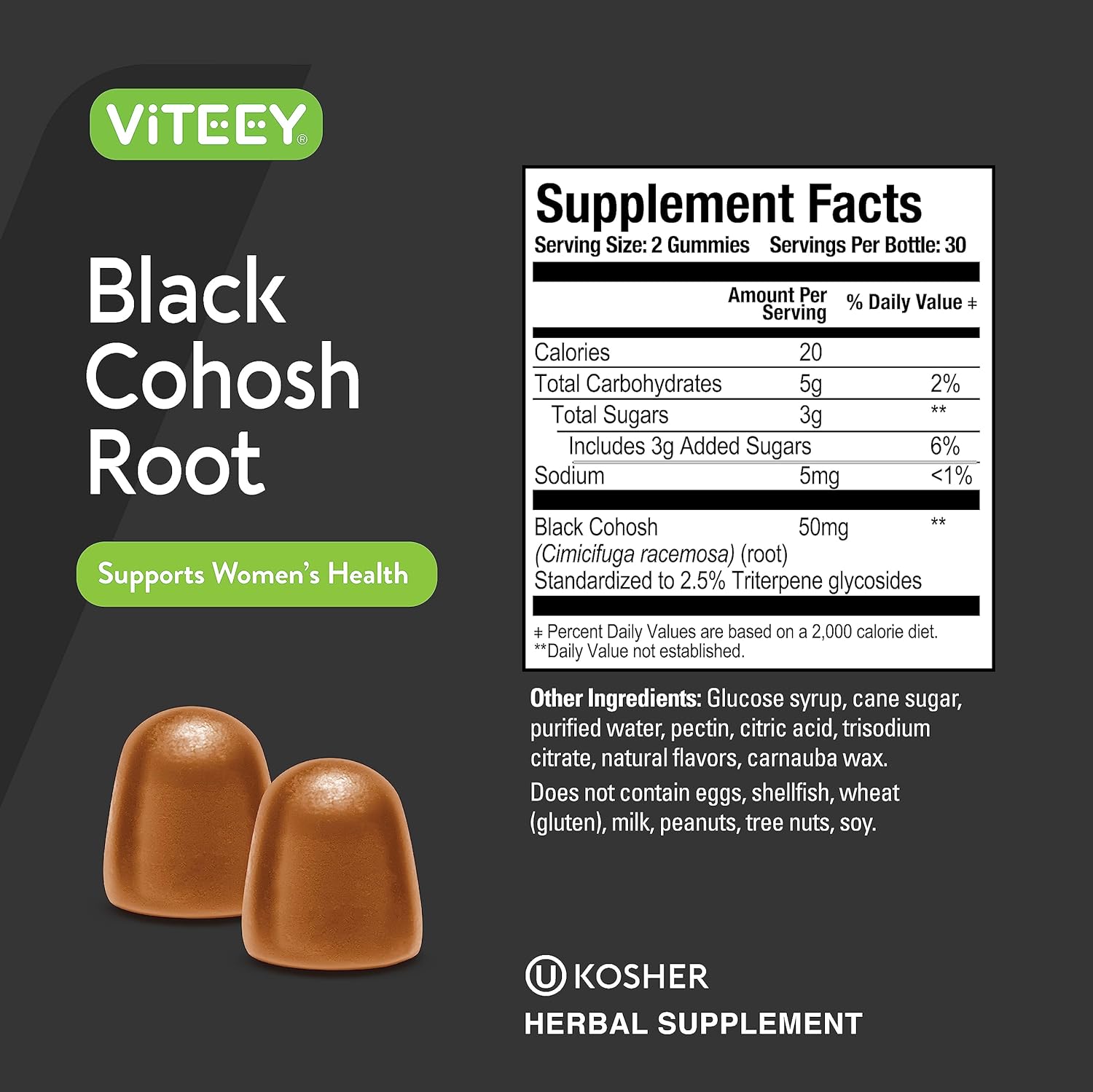 Menopause Relief Gummies for Women - Black Cohosh Root Supplements - Vegan & Gluten-Free - Peach Flavored Chewables for Hot Flashes & Night Sweats
