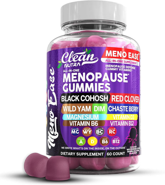 Menopause Relief Gummies with Black Cohosh, Wild Yam, Red Clover, and Vitamins for Hormone Balance and Night Sweats
