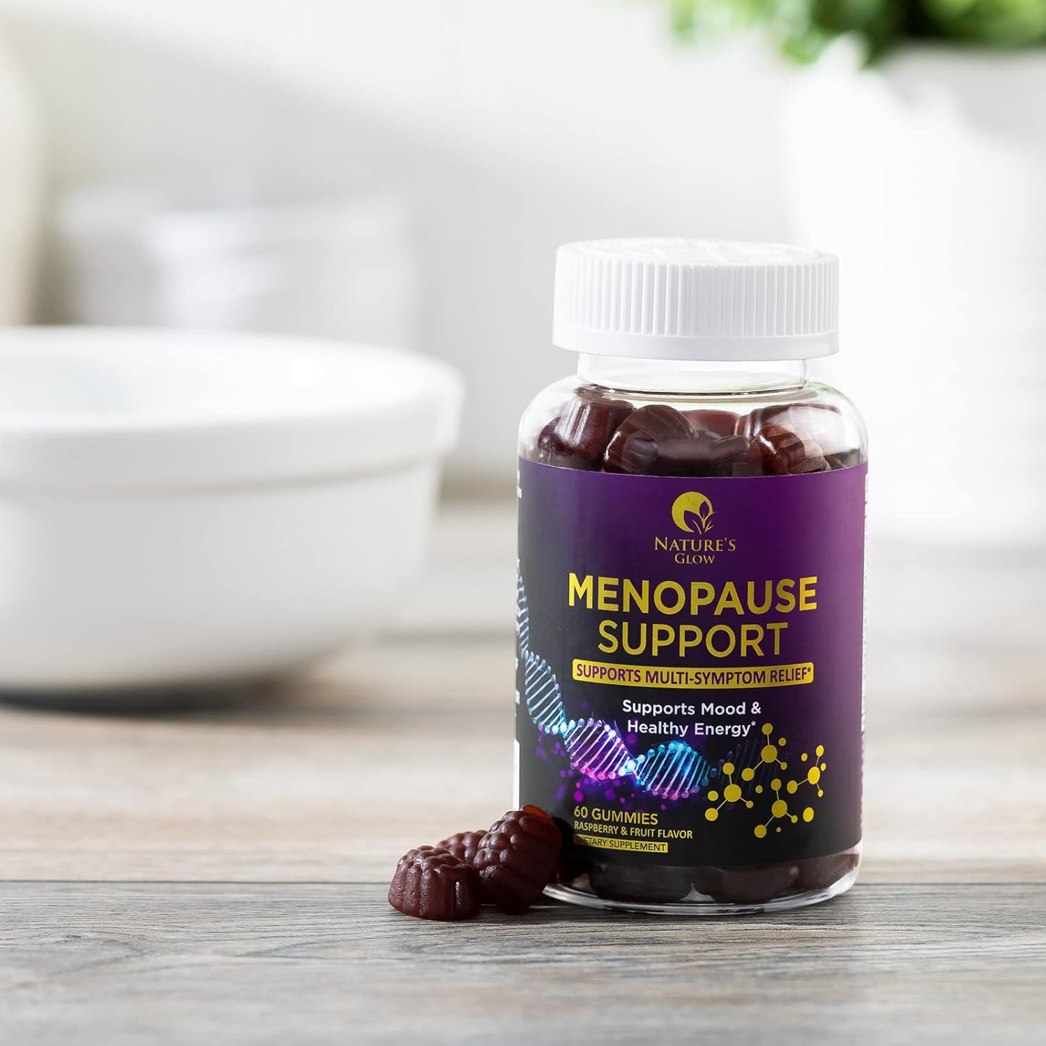 Menopause Relief Vitamin Gummies for Women - Natural Menopause Support for Hot Flashes, Night Sweats, and Energy - Non-GMO & Gluten Free - 60 Gummies