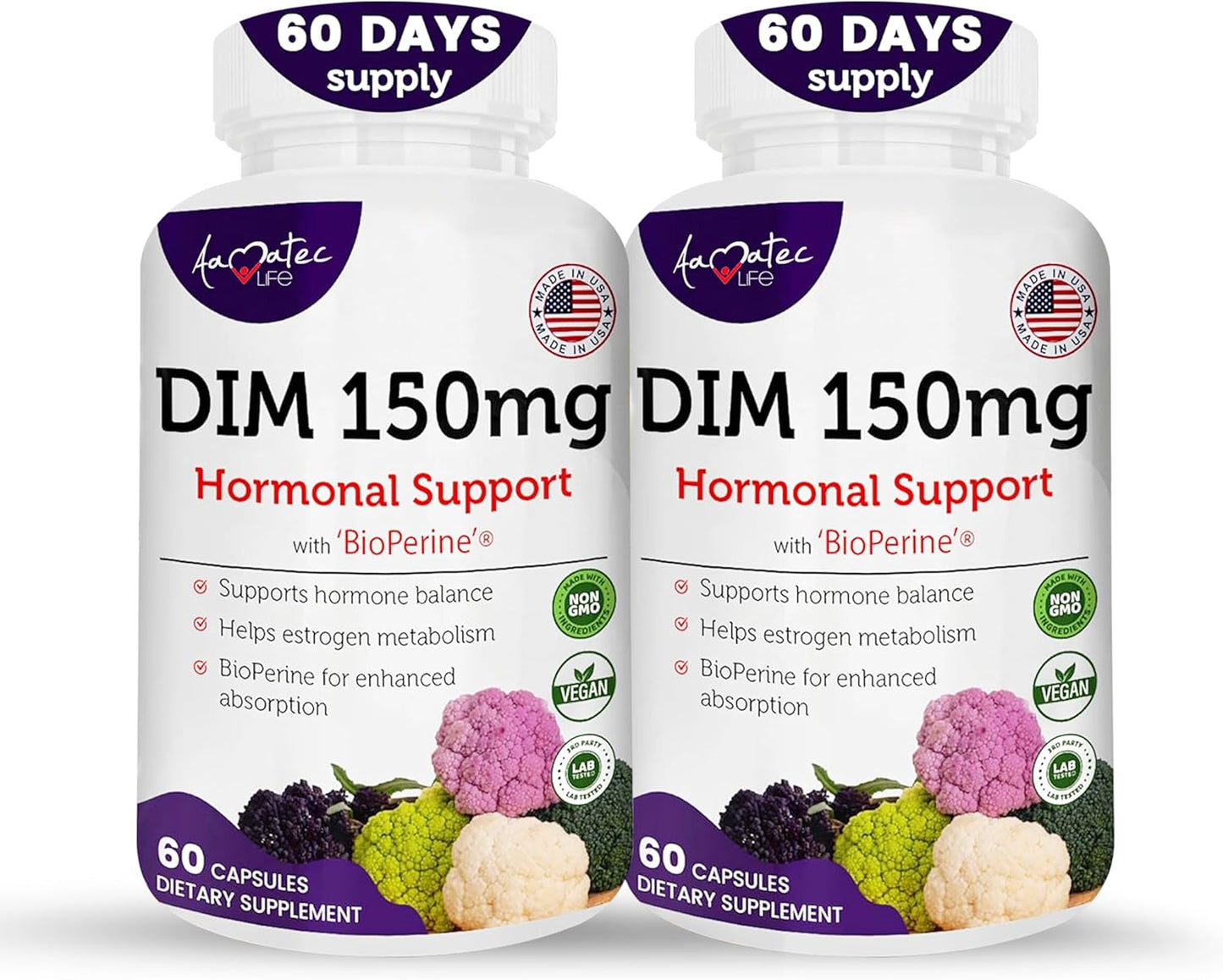 Menopause Relief: Women’s DIM Complex 150mg with Bioperine - Estrogen Balance & Hormonal Acne Support - 60 Capsules - USA Made