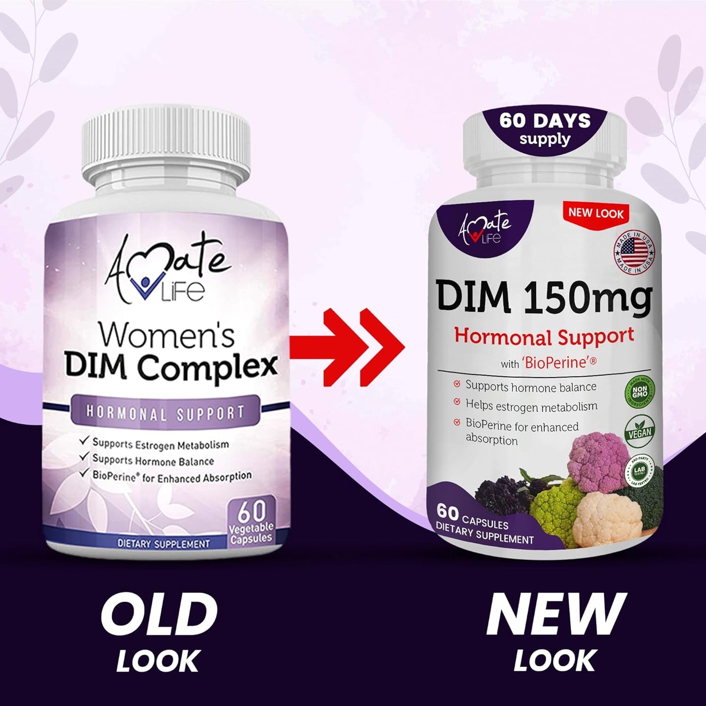 Menopause Relief: Women’s DIM Complex 150mg with Bioperine - Estrogen Balance & Hormonal Acne Support - 60 Capsules - USA Made