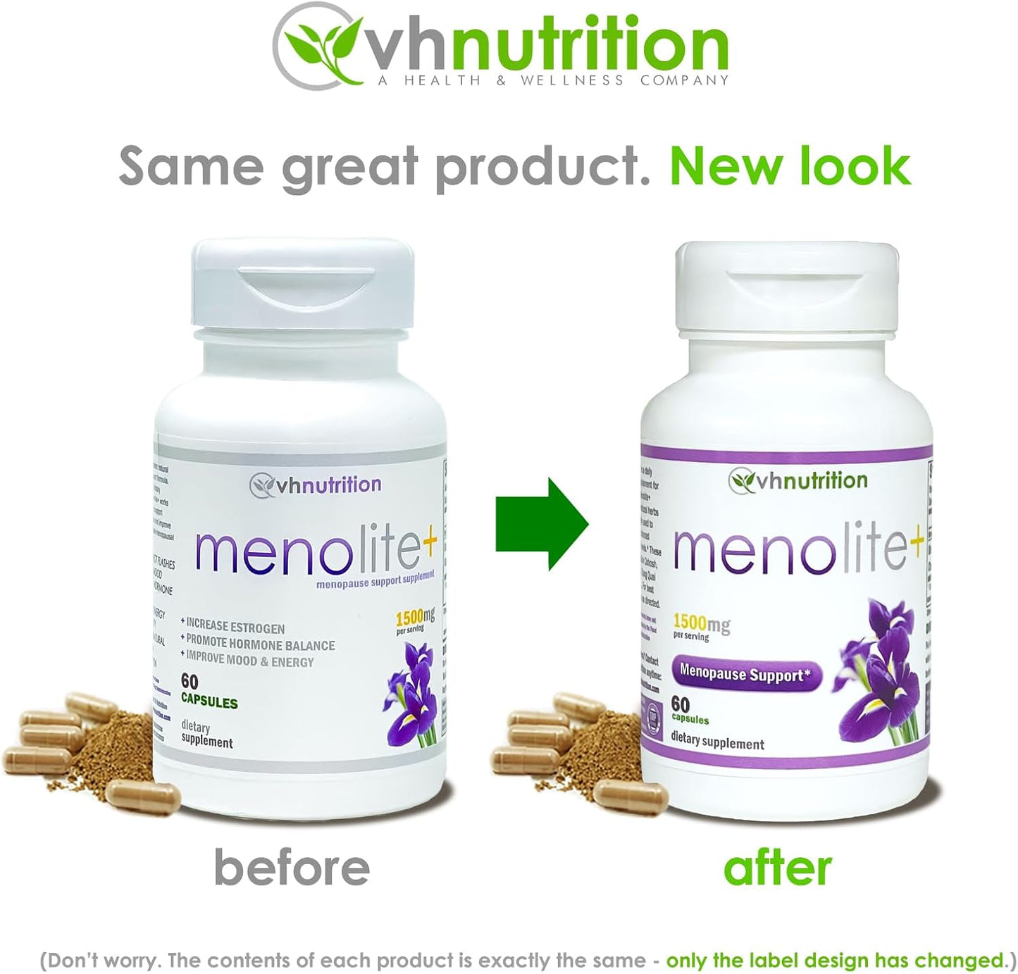 Menopause Supplement for Women | VH Nutrition MENOLITE+ Hormonal Support & Hot Flash Relief | Natural Formula | 60 Capsules