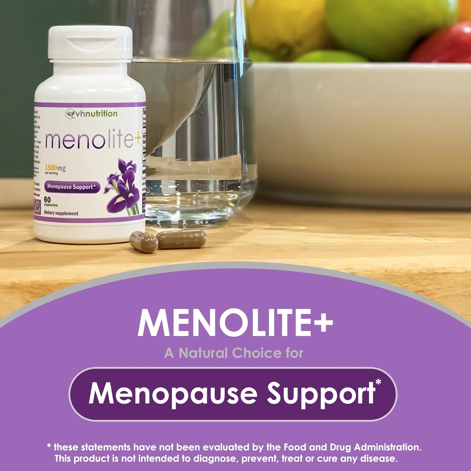 Menopause Supplement for Women | VH Nutrition MENOLITE+ Hormonal Support & Hot Flash Relief | Natural Formula | 60 Capsules