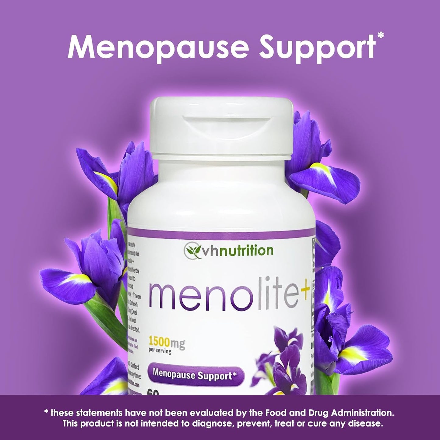 Menopause Supplement for Women | VH Nutrition MENOLITE+ Hormonal Support & Hot Flash Relief | Natural Formula | 60 Capsules