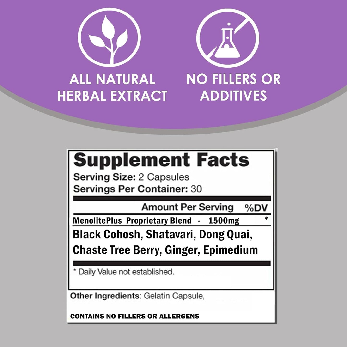 Menopause Supplement for Women | VH Nutrition MENOLITE+ Hormonal Support & Hot Flash Relief | Natural Formula | 60 Capsules