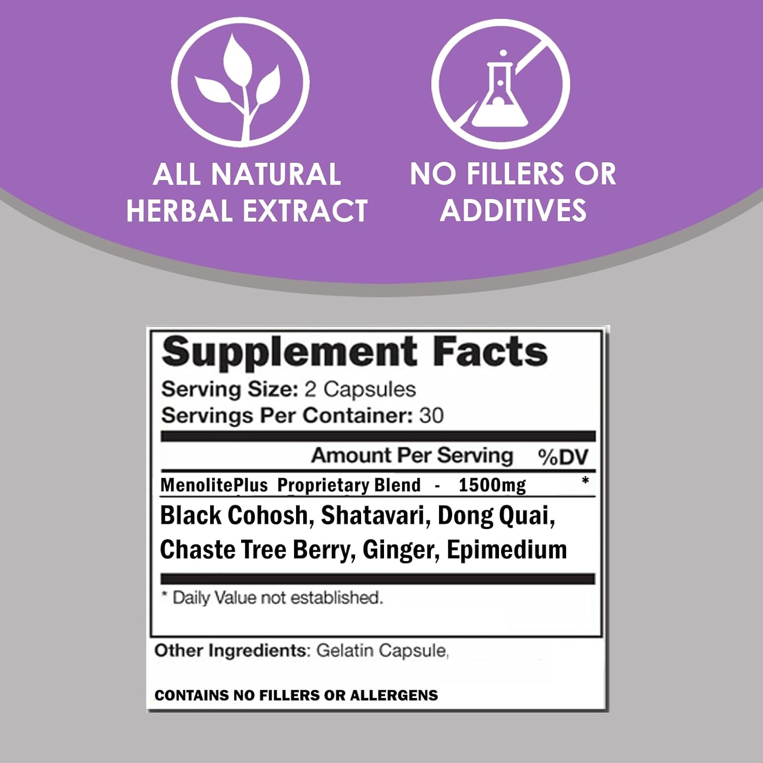 Menopause Supplement for Women | VH Nutrition MENOLITE+ Hormonal Support & Hot Flash Relief | Natural Formula | 60 Capsules