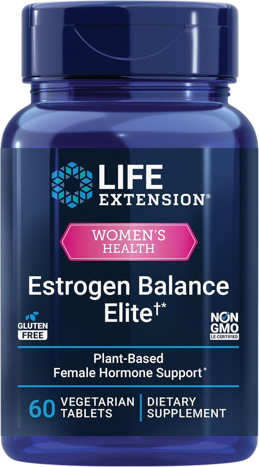 Menopause Support Supplement for Hormone Balance - Life Extension Estrogen Balance Elite, 60 Tablets, Gluten-Free, Non-GMO, Vegetarian