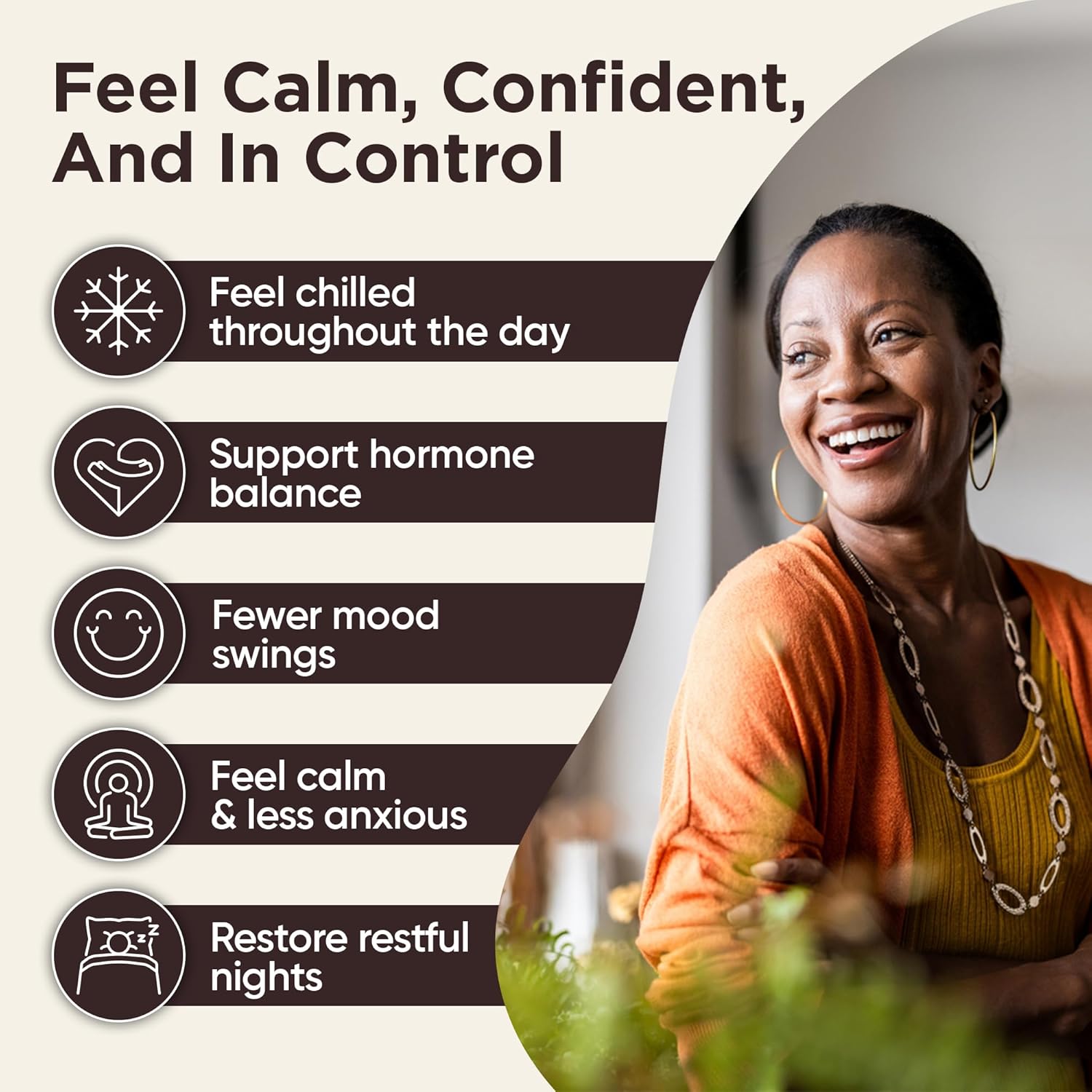 Menopause Support Supplement for Nervousness & Hot Flashes - Hormone Balance & Mood Support - Antioxidant Rich Ingredients - 30 Ct