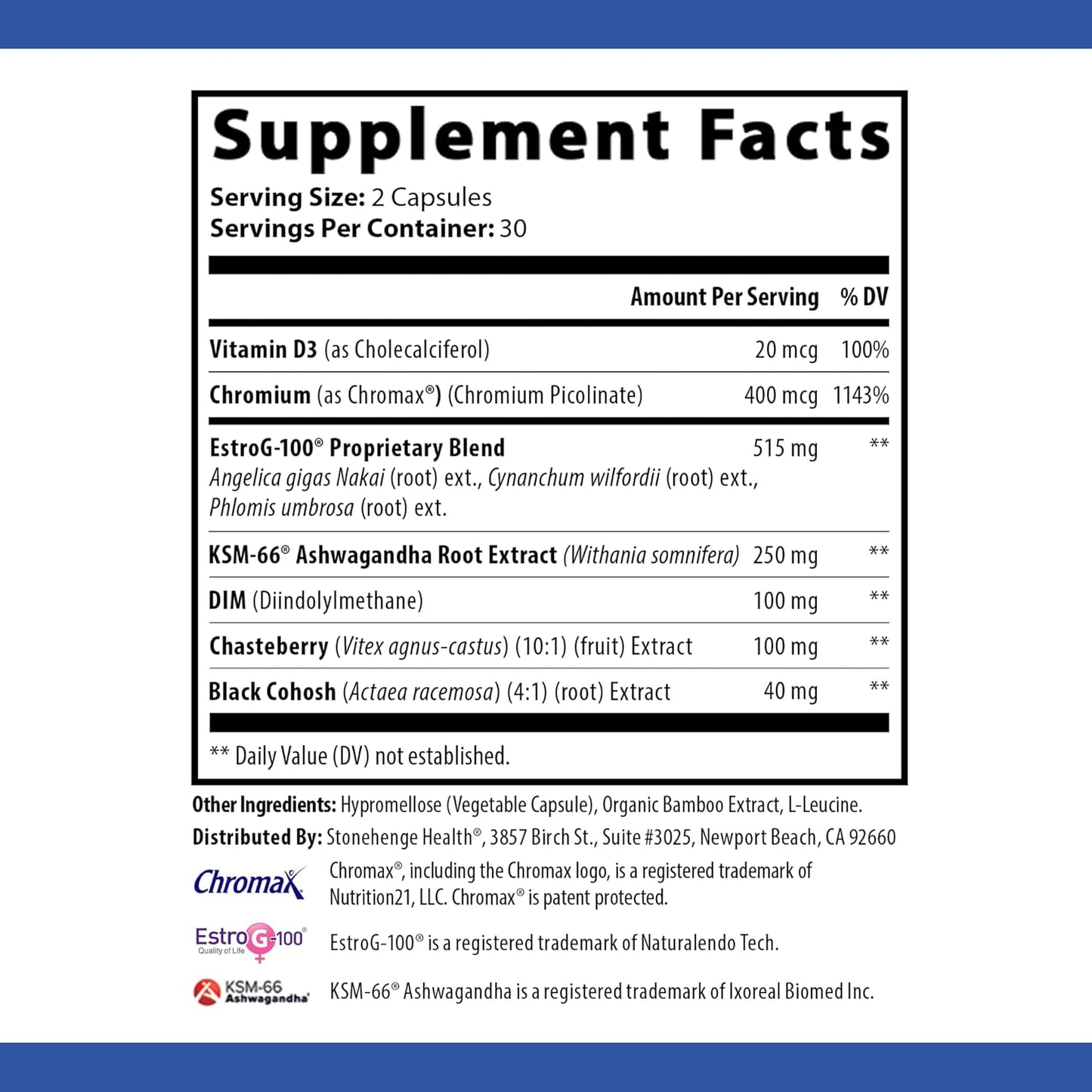 Menopause Support Supplement for Women - Mood, Energy, Stress Relief, Hot Flashes, Night Sweats, Sleep Aid - With Vitamin D3, Ashwagandha & Chromium - Stonehenge Health Formula
