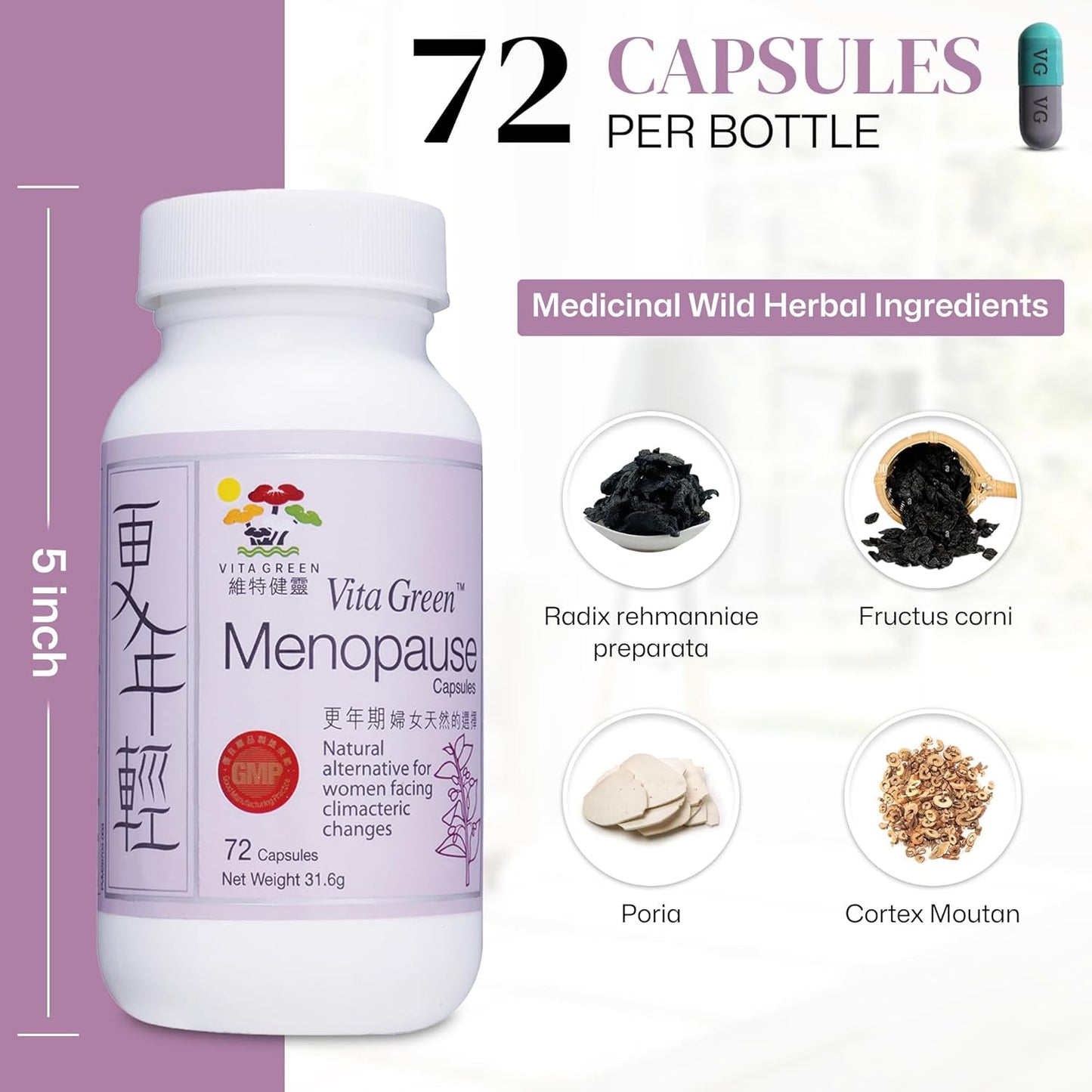 Menopause Support Supplement for Women - Natural Relief for Hot Flashes & Night Sweats - Promotes Healthy Skin & Hair - 72 Capsules