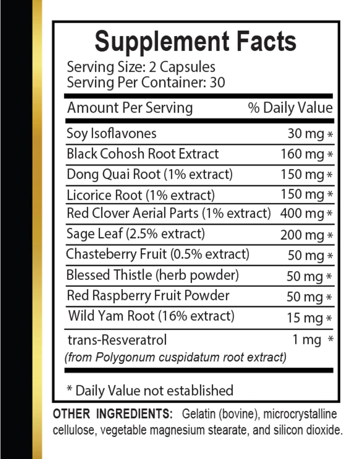 Menopause Support Supplement with Black Cohosh Root and Wild Yam - 60 Capsules for Hot Flashes and Menopause Relief
