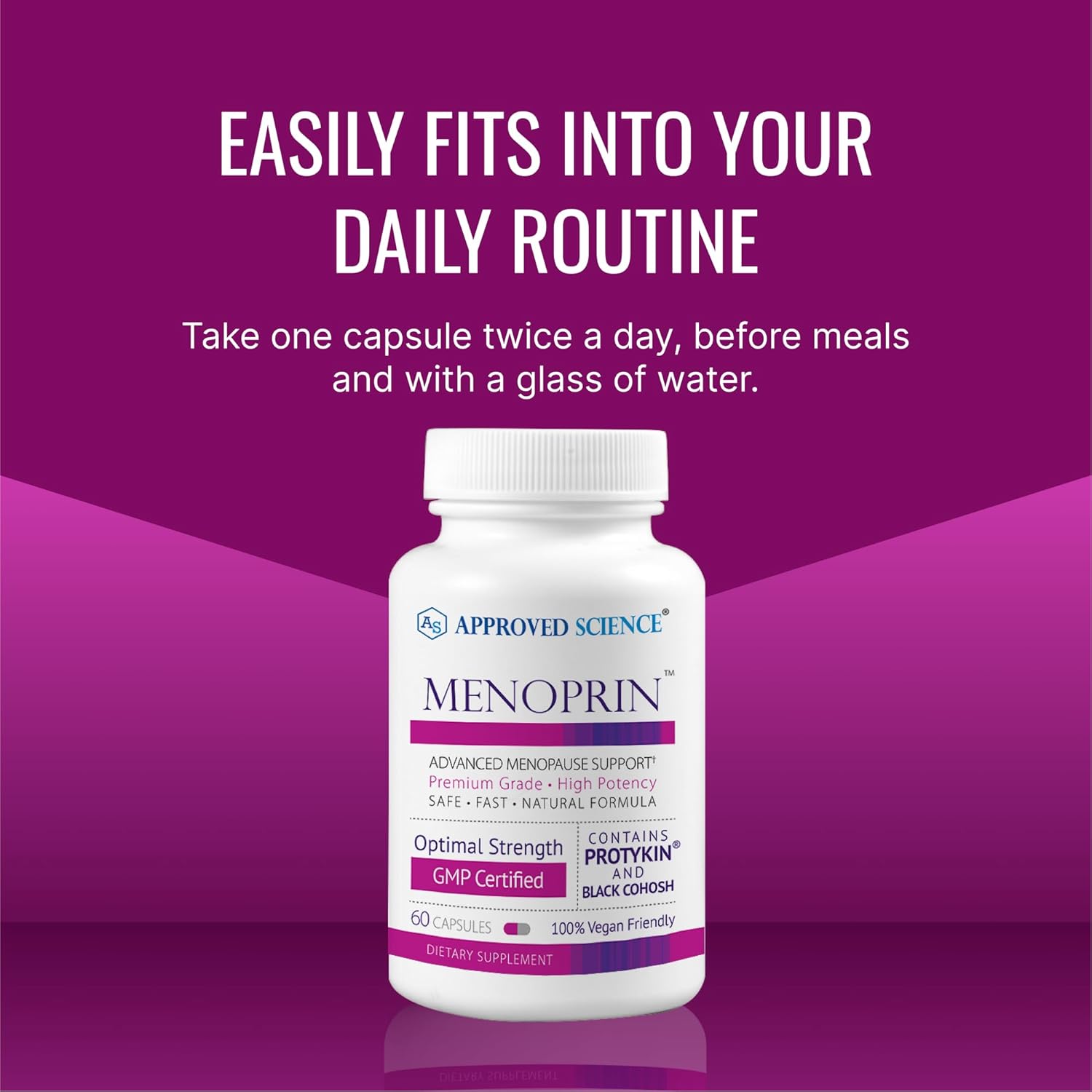 Menopause Support Supplement with Protykin, Rhodiola Rosea, Black Cohosh - 180 Vegan Capsules