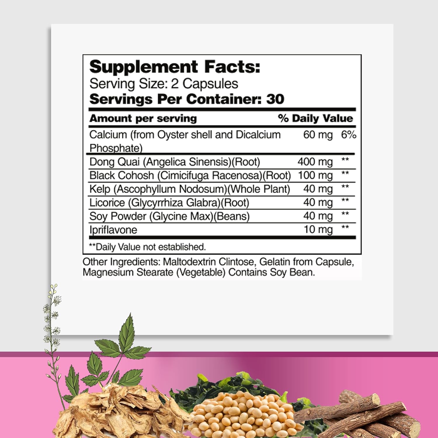 Menopause Support Supplements for Women with Dong Quai and Black Cohosh - Hormone Balance - 60 Capsules