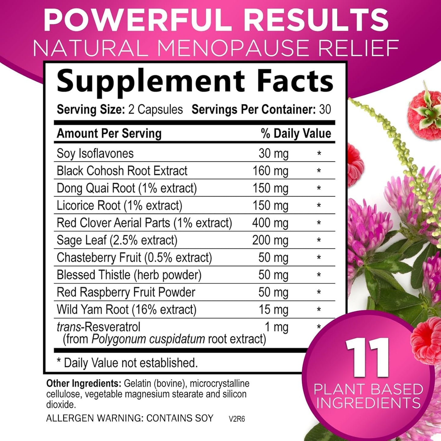 Menopause Support Vitamins - Relief for Hot Flashes & Night Sweats, Natural Balance Aid, Non-GMO - 60 Capsules