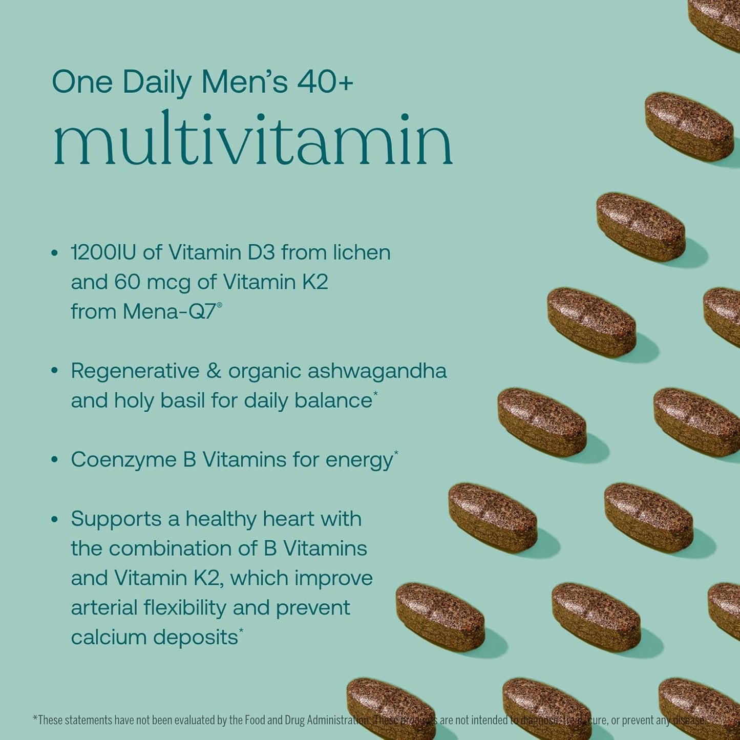 Men's 40+ Daily Multivitamin with Fermented Minerals, Organic Adaptogens & Mushrooms - Immune, Endurance, Bone & Heart Support - 90 Tablets