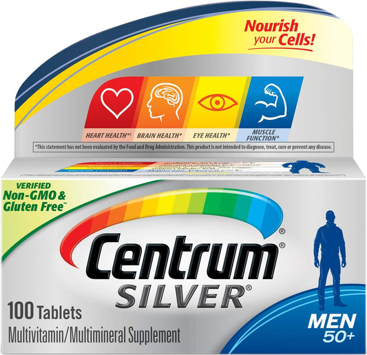 Men's 50+ Centrum Silver Multivitamin with Vitamin D3, B Vitamins, and Zinc - 100 Count