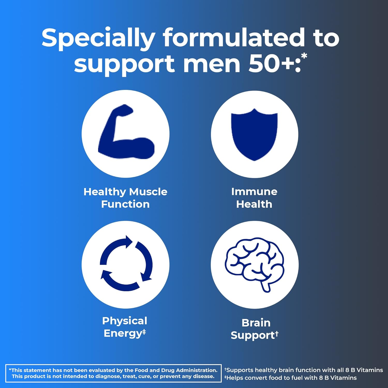 Men's 50+ Gummies Multivitamin with Brain and Immunity Support, Super 8 B Vitamin Complex (110 Count)