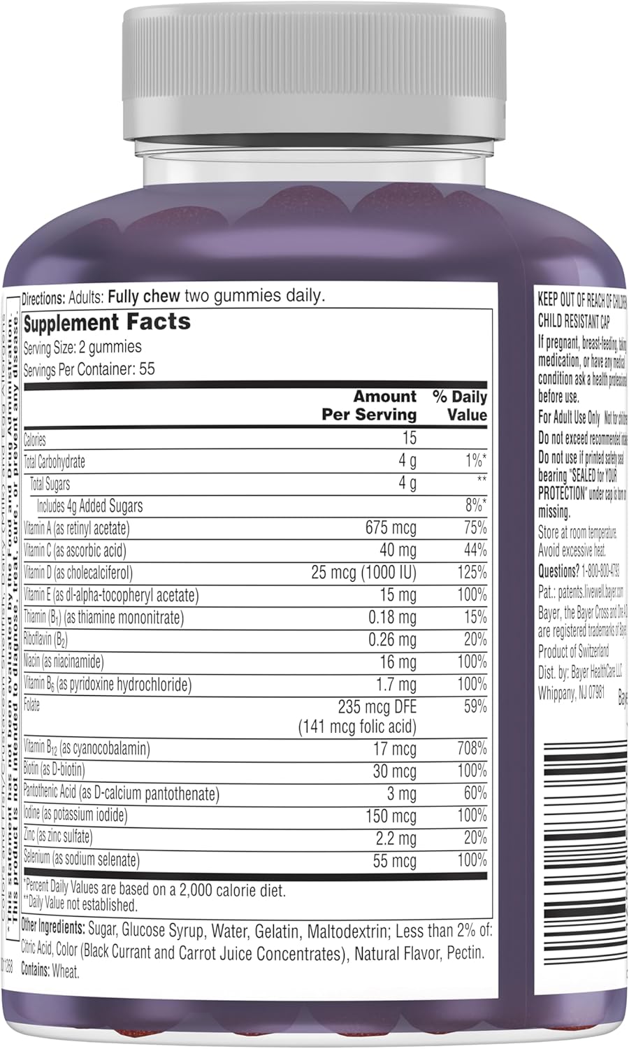 Men's 50+ Gummies Multivitamin with Brain and Immunity Support, Super 8 B Vitamin Complex (110 Count)
