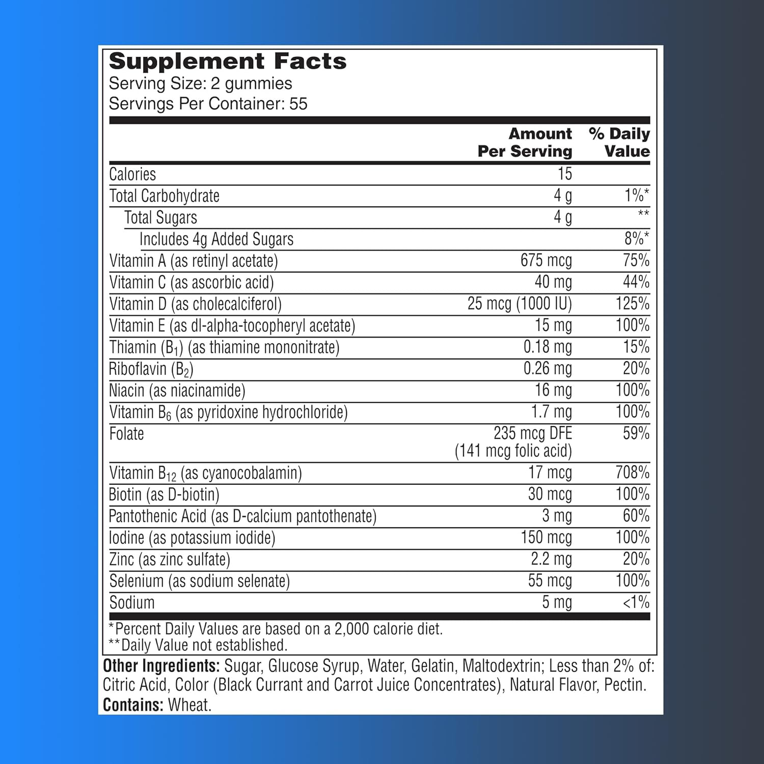 Men's 50+ Gummies Multivitamin with Brain and Immunity Support, Super 8 B Vitamin Complex (110 Count)