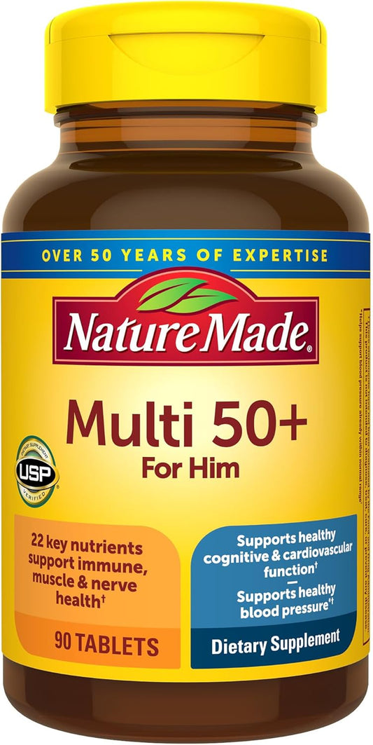 Men's 50+ Multivitamin Tablets for Daily Nutritional Support - 90 Day Supply