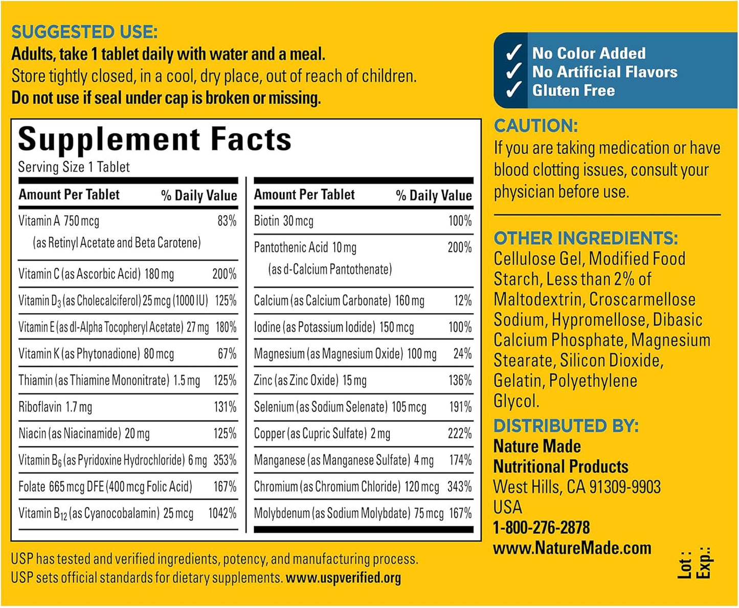 Men's 50+ Multivitamin Tablets for Daily Nutritional Support - 90 Day Supply