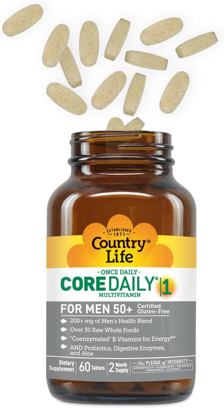 Men's 50+ Multivitamin with Coenzymated B Vitamins, Probiotics, and Whole Food Enzymes - 60 Tablets