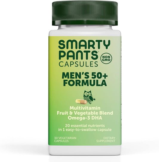 Men's 50+ Multivitamin with Omega-3 DHA, Zinc, Vitamins D3, C, B6, B12, A, Folate, Selenium - 30 Day Supply